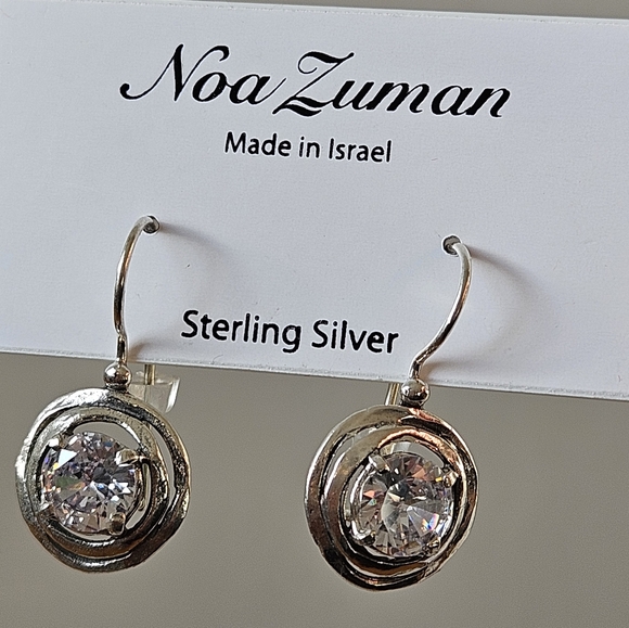 Noa Zuman Made in Israel Sterling Silver Zirconia Earrings - Picture 7 of 13